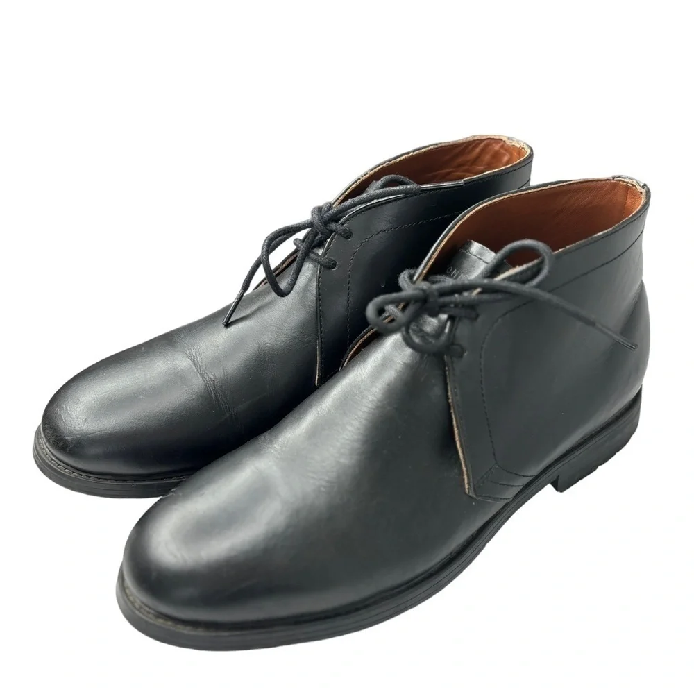 TOMMY HILFIGER Mens Chukka Boots 11 M Black Leather Oxford Boot Rubber Sole EUC